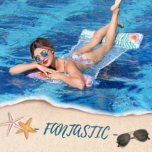 Miniatura 9 de Flotadores de piscina para adultos, paquete de 2 flotadores inflables para piscina, 4 en 1, balsas multiusos, hamaca de agua para piscina,