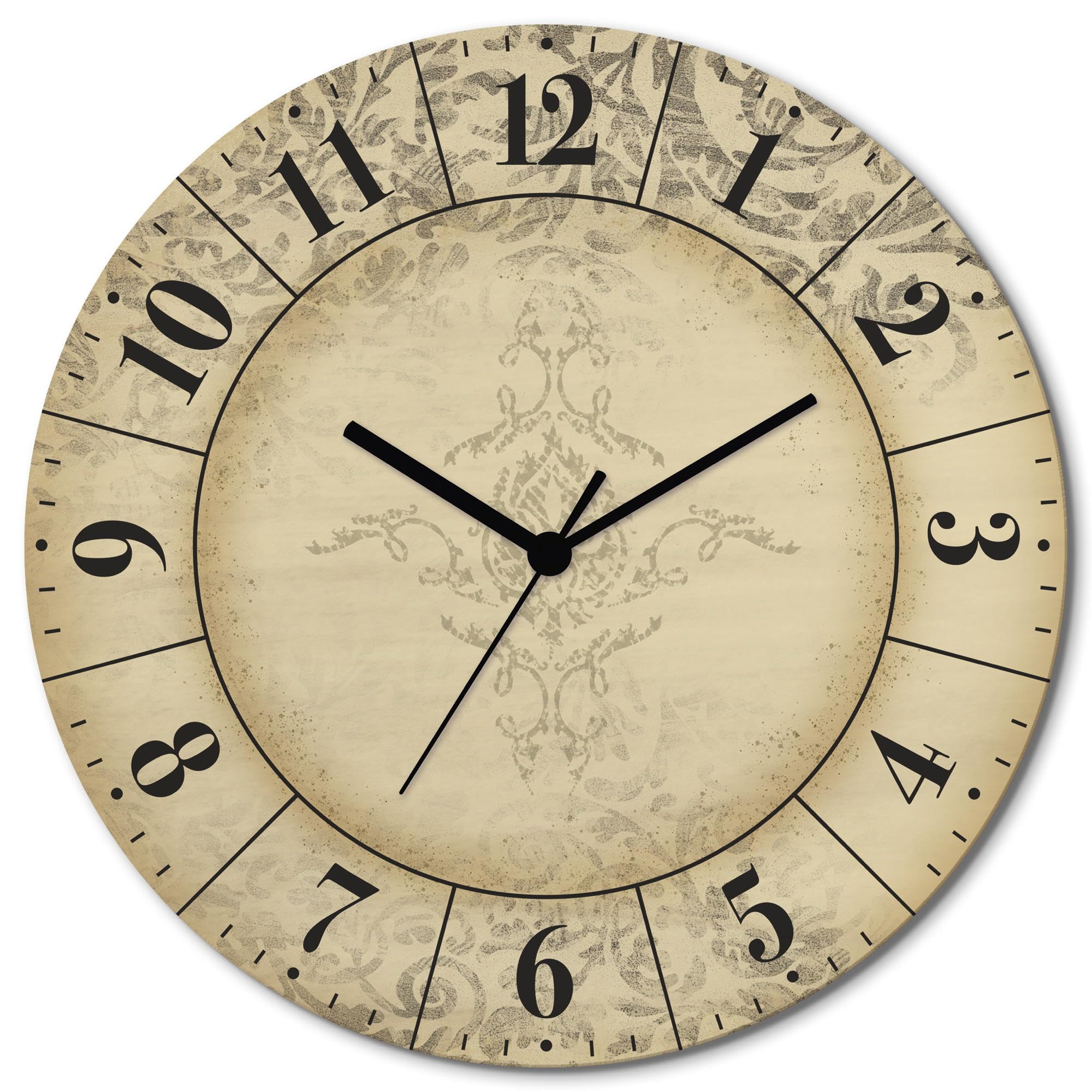 ARTLAND Wanddeko Wanduhr ohne Tickgeräusche aus Holz Funkuhr lautlos rund Ø 30 cm Vintage Zeitflüsterer U5DR Wanddeko in Holzoptik