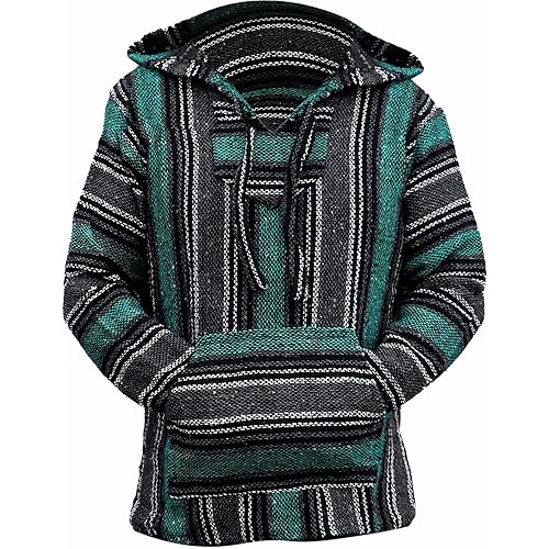 Del Mex Mexican Baja Hoodie Hippie Surf Poncho Sweater Sweatshirt Pullover Jerga