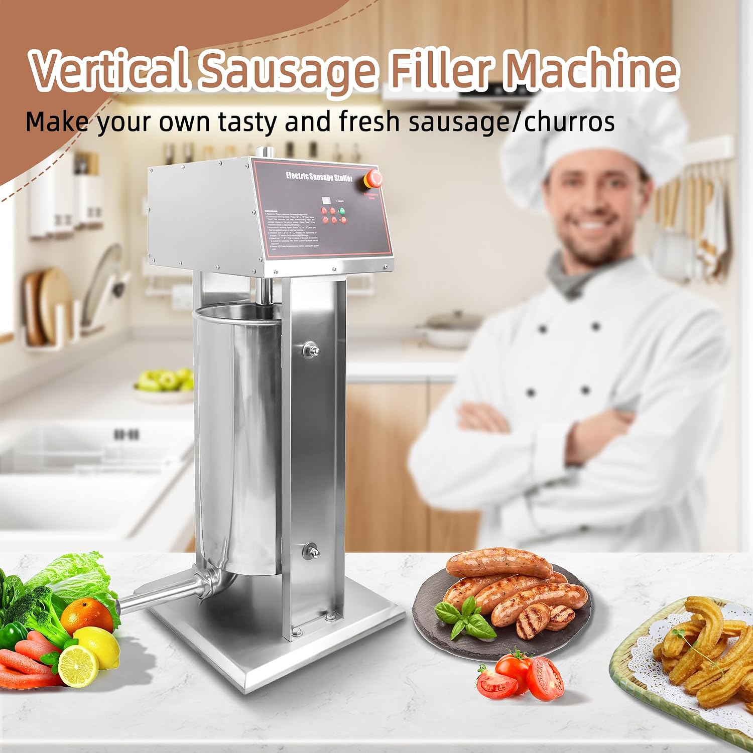 Hakka Electric Sausage Stuffer Machine, Precision Craftsmanship, Fast Electric Sausage Filling Machine, 30L/66LB