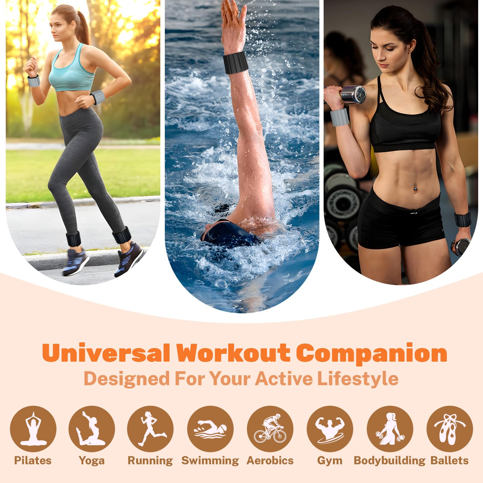 Magnetic Ankle Weights for Women, Adjustable Silicone Wrist Weights Bracelet Set, Stackable Wrist and Ankle Weights 1 Pair 2 Lbs, Weighted Bangles Wearable for Home Gym Workout, Jogging, Yoga & Walking