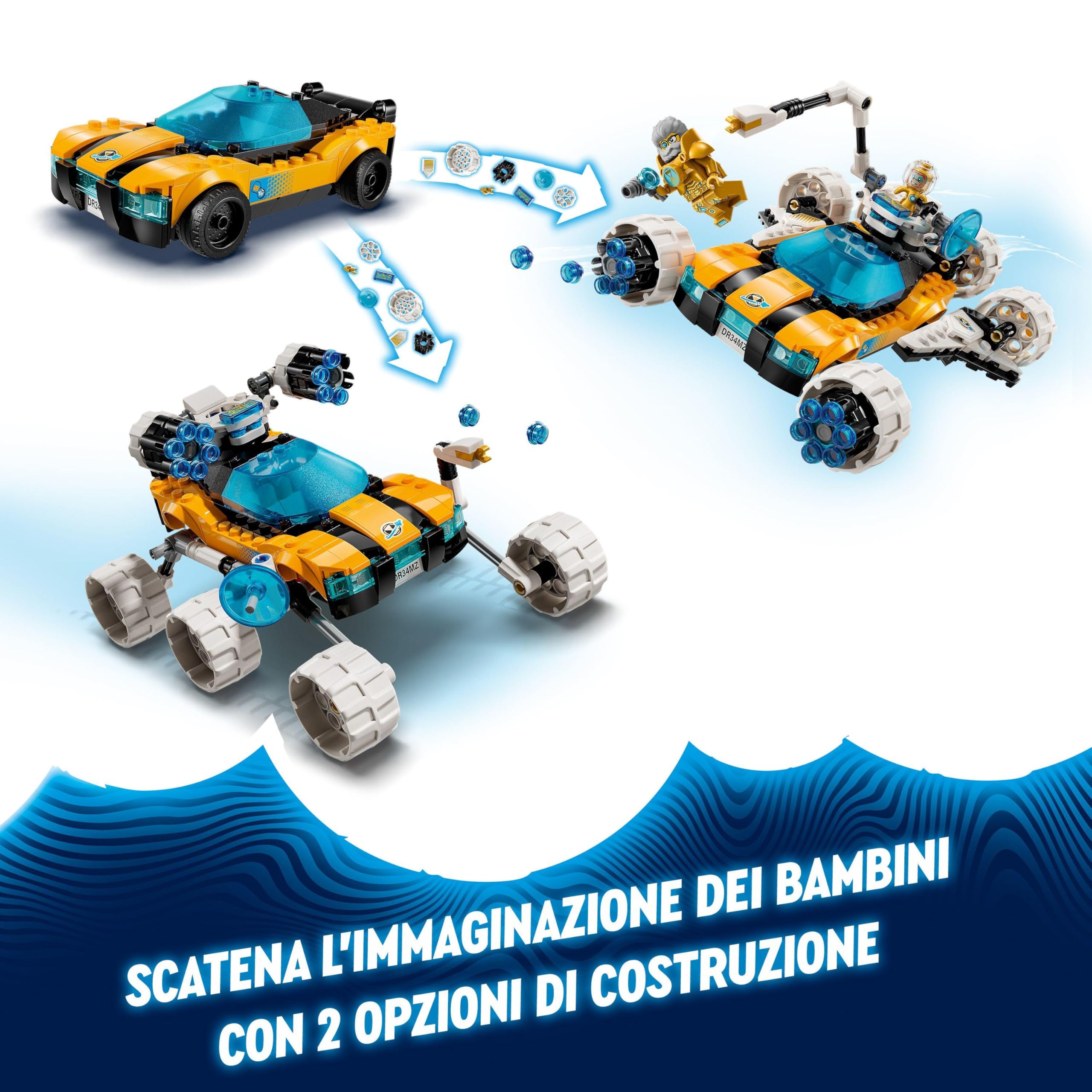 LEGO DREAMZzz 2 in 1 L’Auto Spaziale del Professor Oswald, Macchina Giocattolo Trasformabile, Salva Jayden con l'Astronave o con il Rover Spaziale, Regalo Fantasy per Bambini e Bambine da 8 Anni 71475