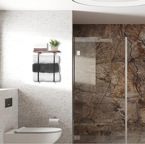 Miniatura 6 de Towel Rack Wall Mounted,Bathroom Towel Storage,Wall Towel Holder,Black Minimalist Design Storage Organizer for Large Towels, Small Towels, Hand