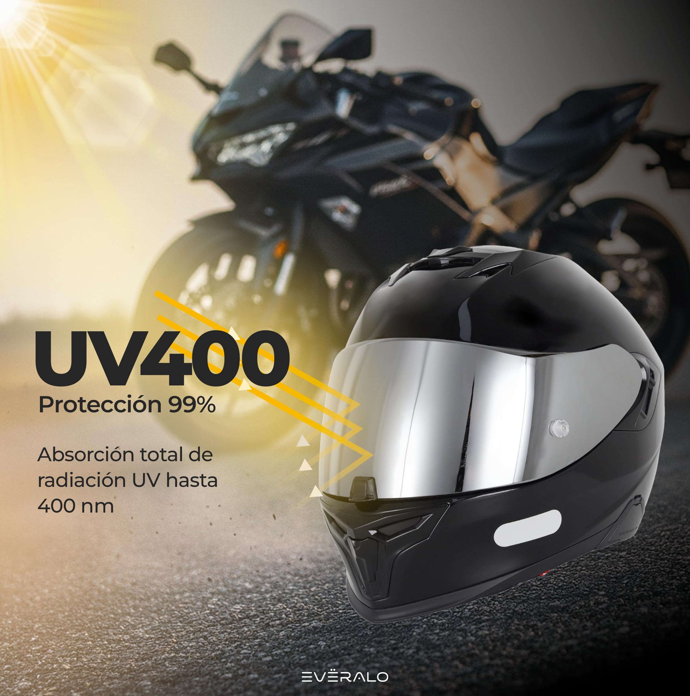 Everalo Visera compatible con Scorpion Exo 520-1400 - 391 - R1 Air (Cromo Espejo) — view 9