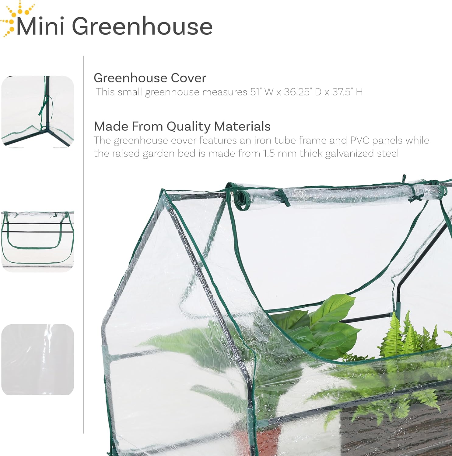 Sunnydaze Outdoor Portable Mini Greenhouse Tent with 2 Zippered Side Doors and Iron Tube Frame - Clear - 4' x 3'