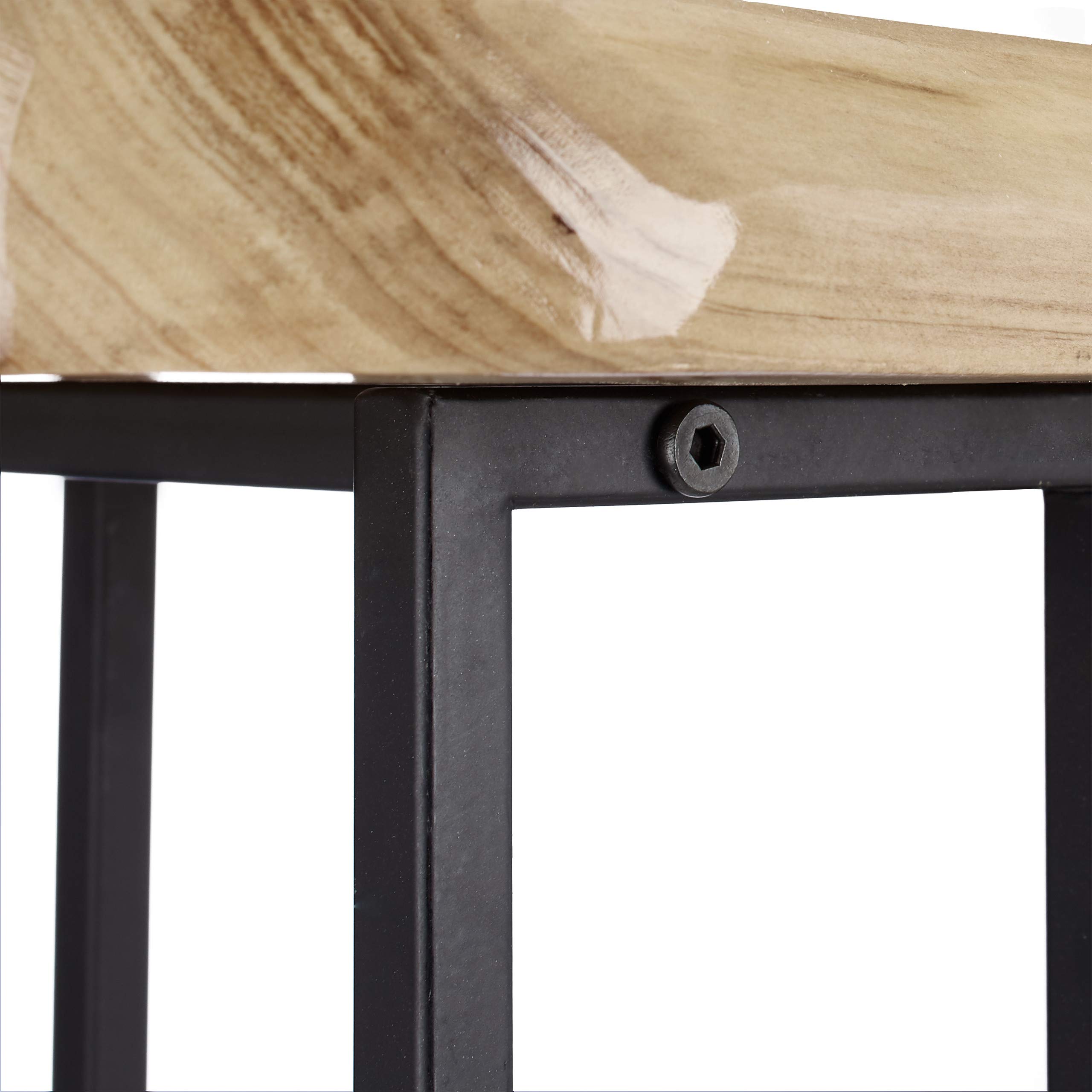 Relaxdays Mesa Auxiliar Rústica, Madera de Cedro-Hierro, Beige, 60 x 34 x 49,5 cm