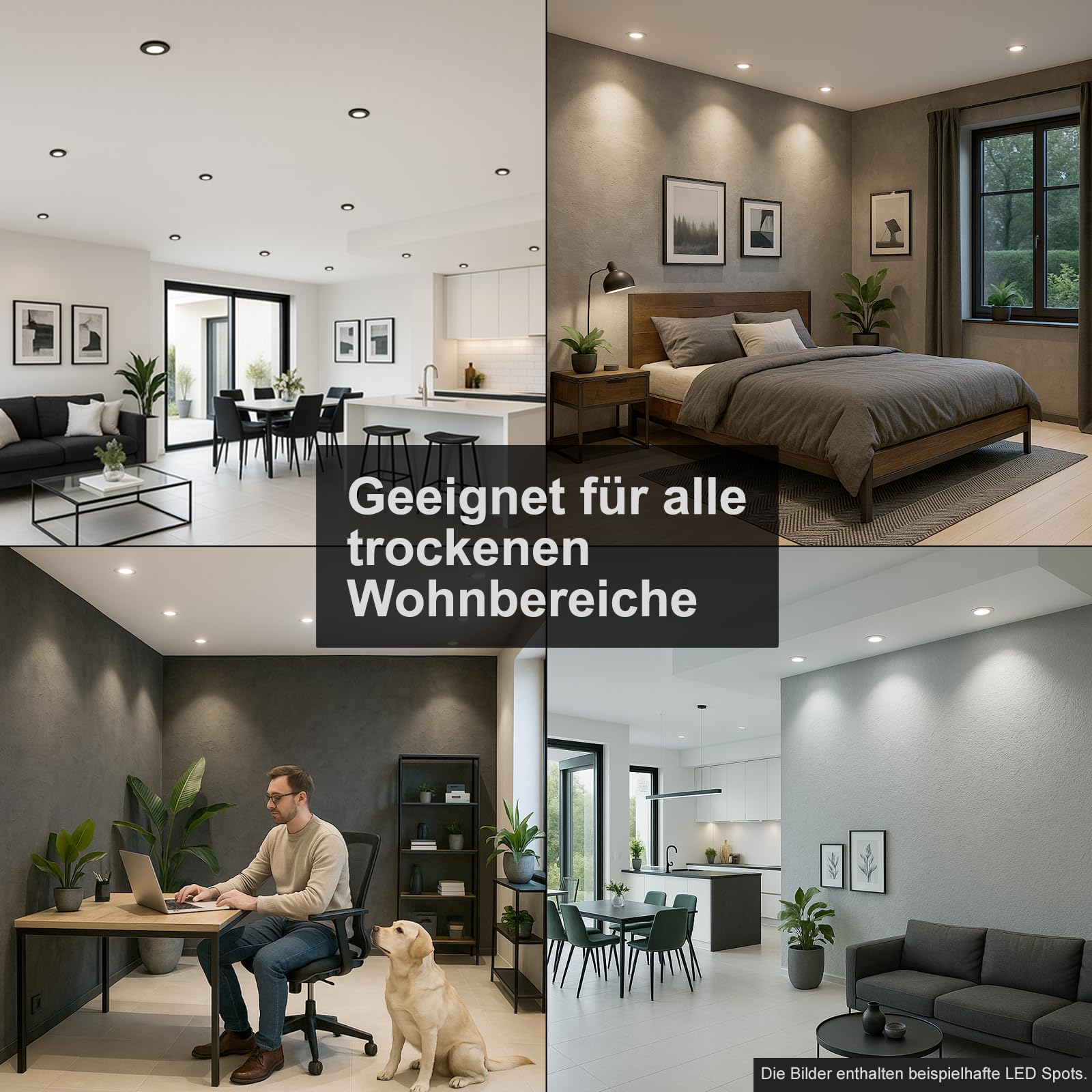 trendlights24 Decora LED Einbaustrahler 230V Schwarz 10er Set Spots 4W GU10 | Decken Einbauleuchte, rund, Warmweiß, Abstrahlwinkel 45-55°, Lochmaß 68 mm, Einbauspots, schwenkbar
