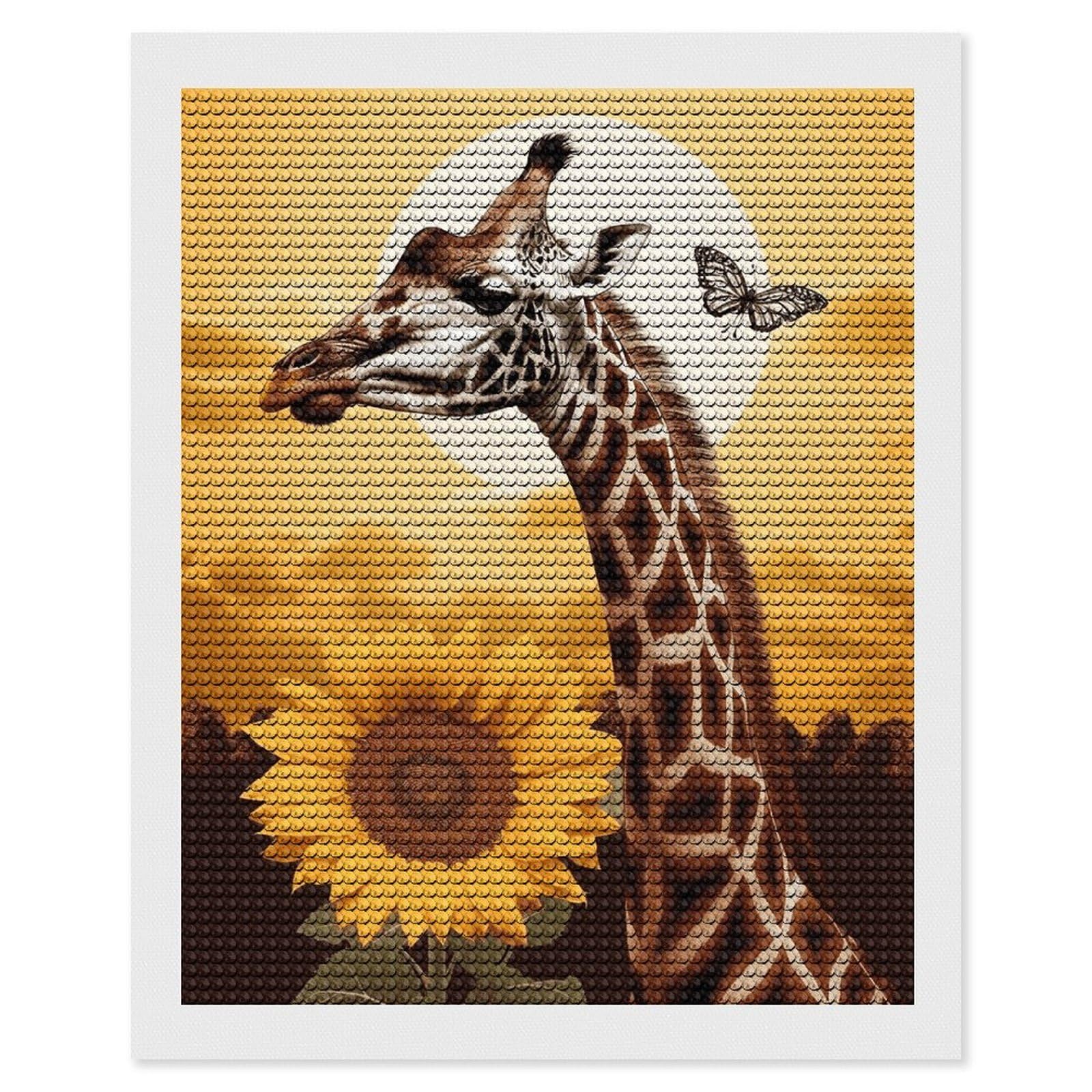 DWVTSLH Giraffe and Sunflower Diamond Painting Kits for Adults, Personalized Diamond Photo Art Full Drill, DIY 5D Diamond Art Painting Kits for Beginners, Home Wall Decor 16"x20"