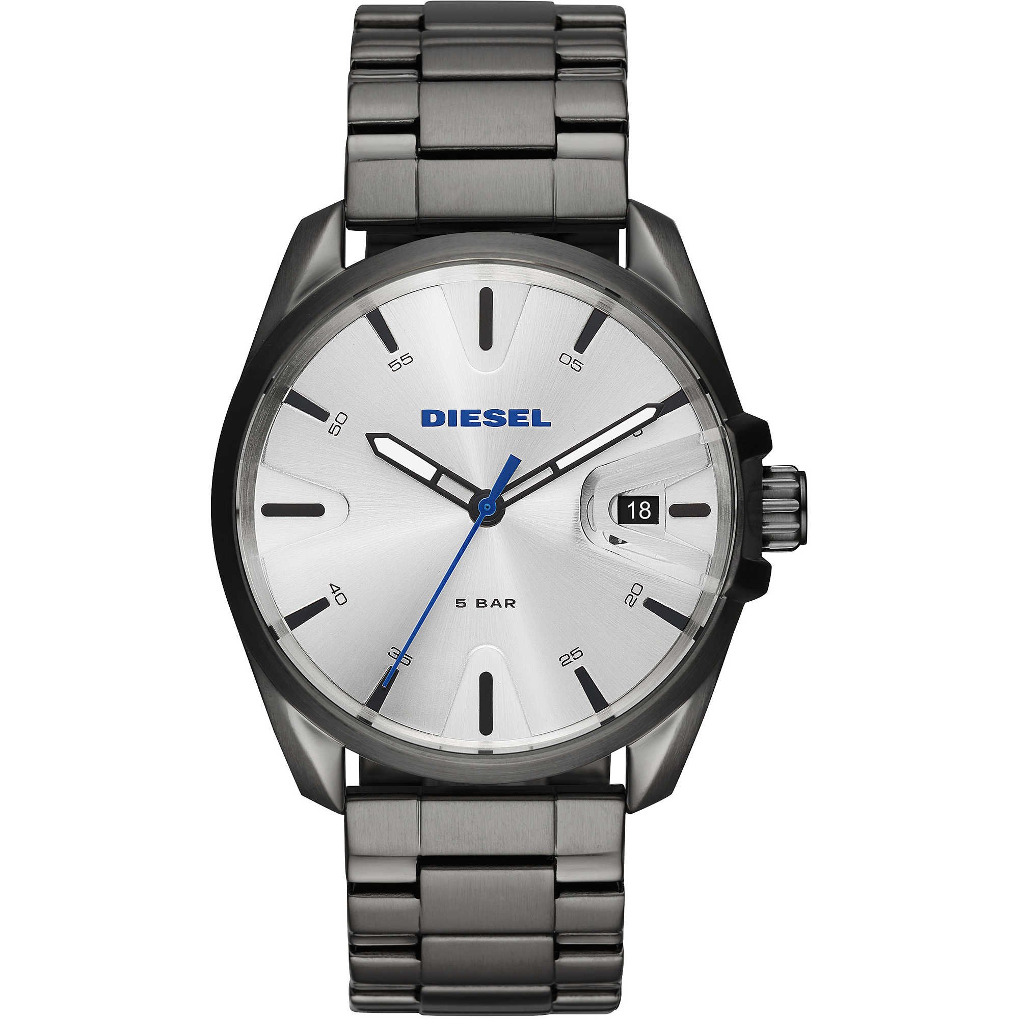 Diesel Herrenuhr ms9 Dreizeigerdatum, 44 mm Gehäusegröße, aus Edelstahl