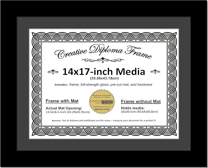 Creative Picture Frames 14x17 Modern Black Diploma Frame
