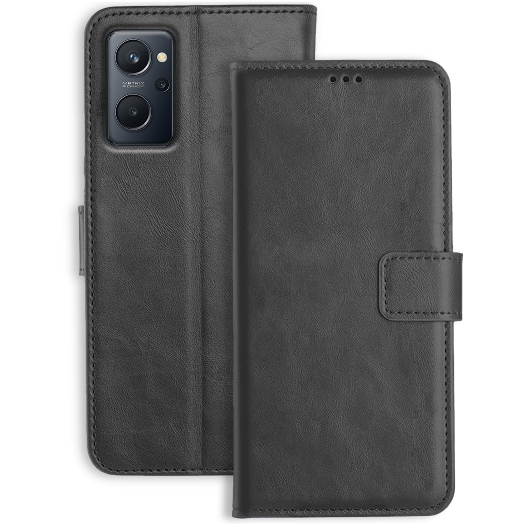 Profov Realme 9i 4G Flip Back Cover Case | Inbuilt Stand & Pockets | Magnetic Shockproof Leather Wallet Style Flip Case for Realme 9I 4G (Black) (B09TRJ442W) Amazon Price History, Amazon Price Tracker