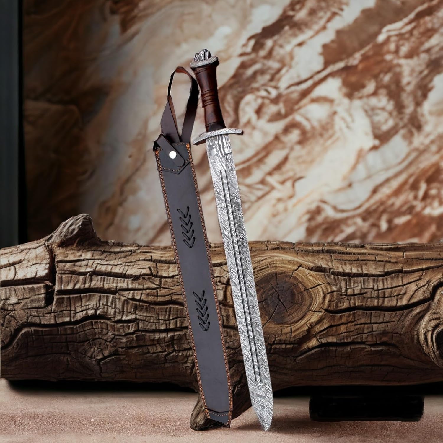 Custom Hand Forged Damascus Steel Swiss Dagger Sword Viking Gladius Double Edge Sword Gladiator Blood Grooved Sword - Image 3