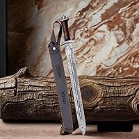 Vista 2 de Custom Hand Forged Damascus Steel Swiss Dagger Sword Viking Gladius Double Edge Sword Gladiator Blood Grooved Sword