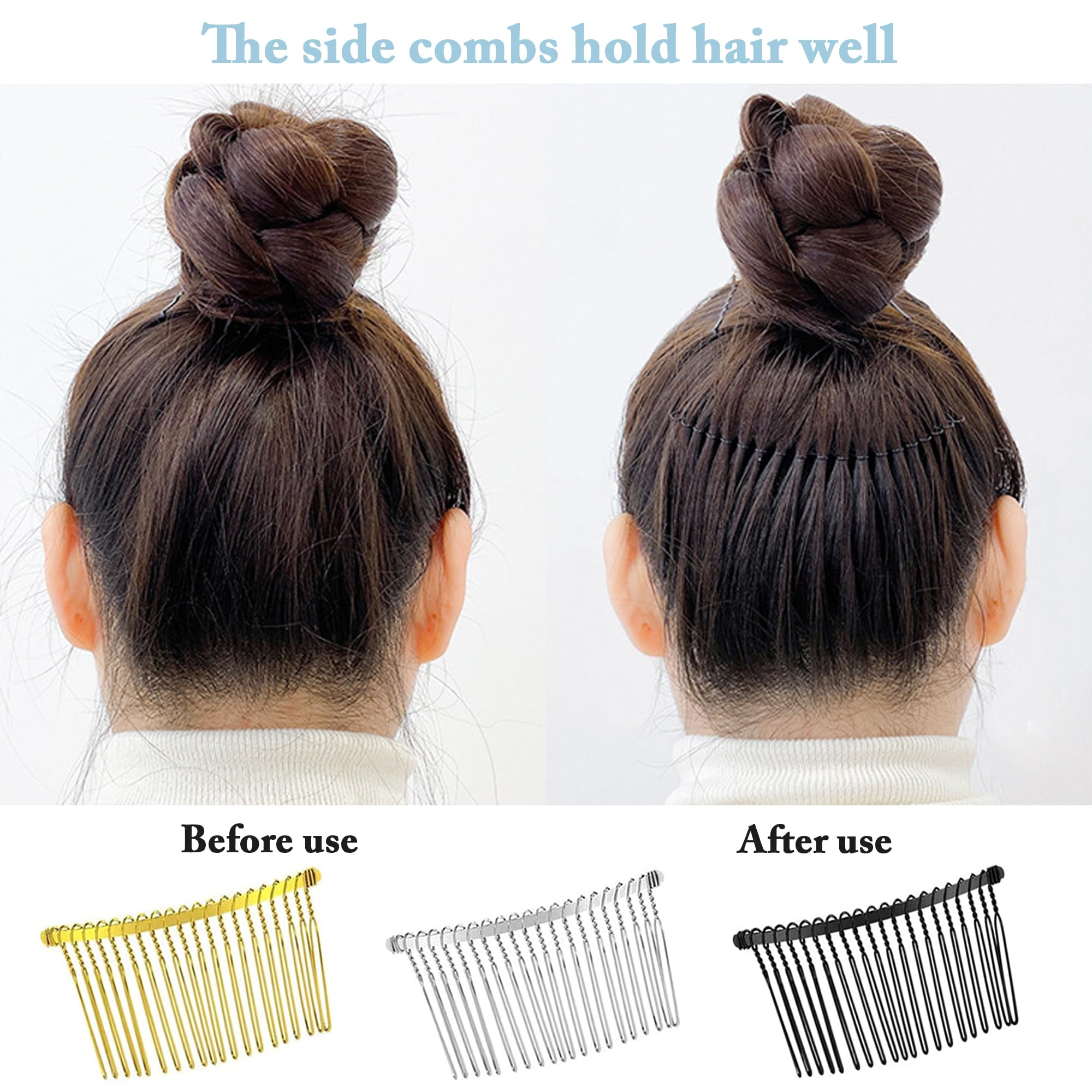 XCSJ Pack of 12 Veil Combs DIY Metal Bridal Wedding Comb Wedding Veil Side Comb Veil Hair Accessories Metal Hair Comb for Women Bridal Jewellery (Silver - Image 3