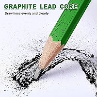 Vista 5 de Honoson 200 lápices planos de construcción con regla impresa, madera grafito, 2 sacapuntas de carpintero para herramienta de marcado de carpintería