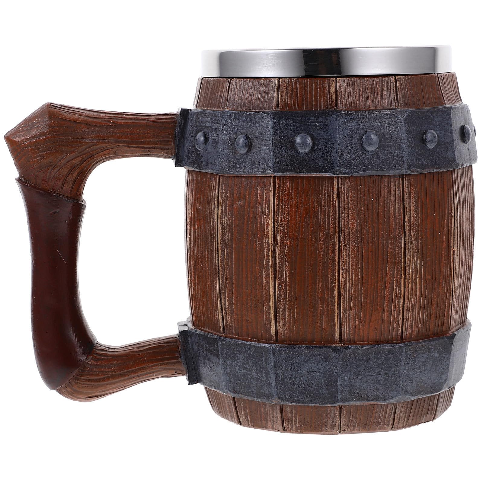 Jarra de cerveza de acero y madera de 600ml de diseño vintage para decoración de casa