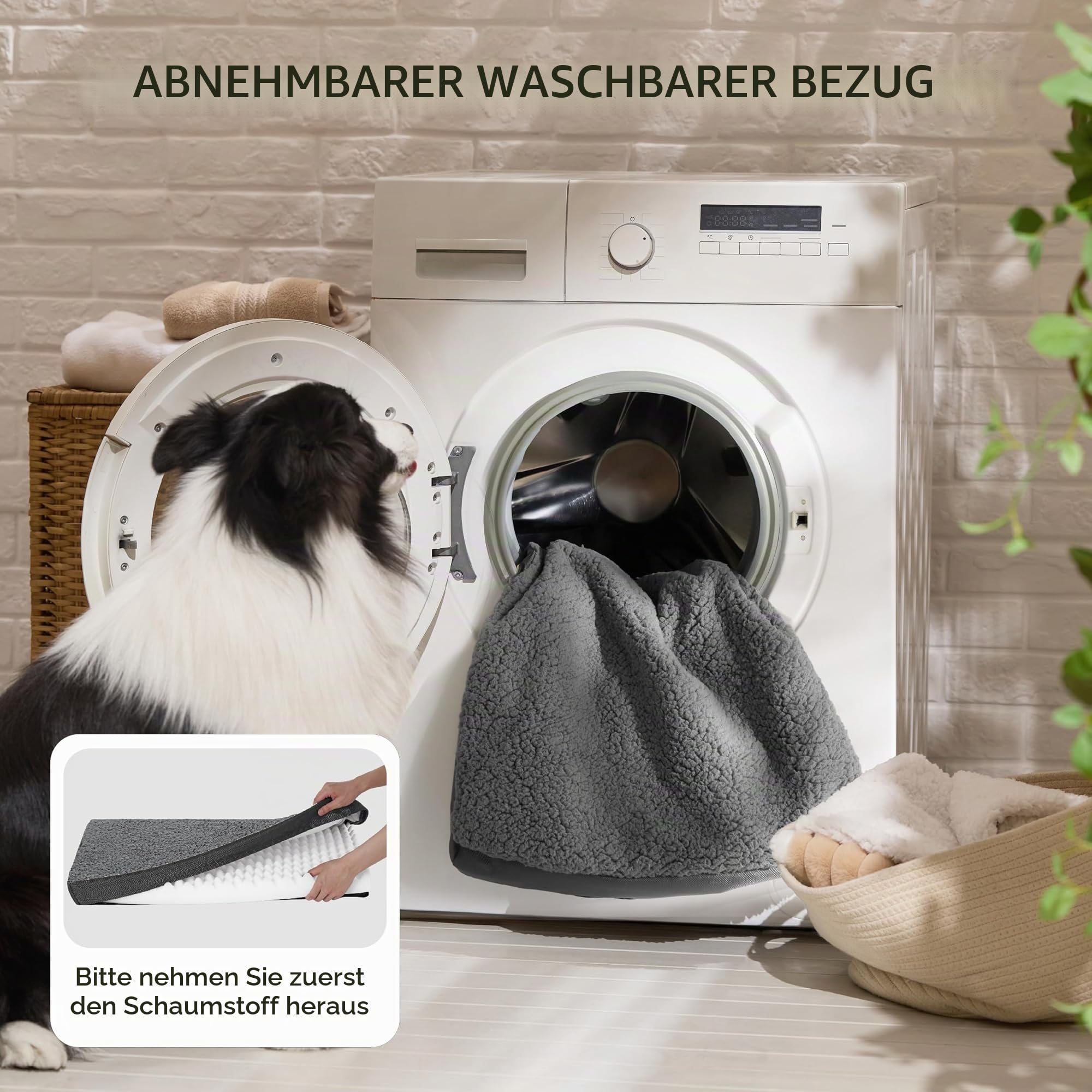 BEDSURE orthopädisches Hundebett Grosse Hunde - 112x81x7.6cm Hundekissen waschbar Hundematte mit abnehmbarem Plüsch-Sherpa-Bezug Hundematratze Rutschfester Unterseite in dunkelgrau für große Hunde