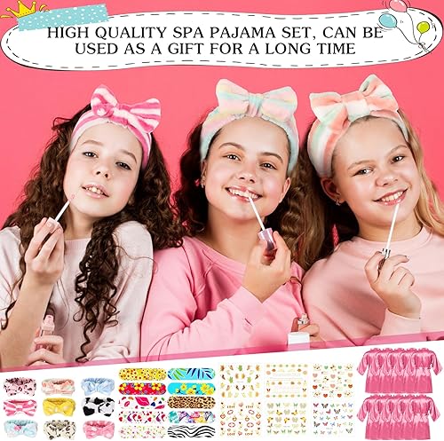 Miniatura 5 de 10 juegos de suministros de fiesta de nacimiento de spa para niñas, batas de satén para niños, kit de salón de uñas, accesorios de spa para