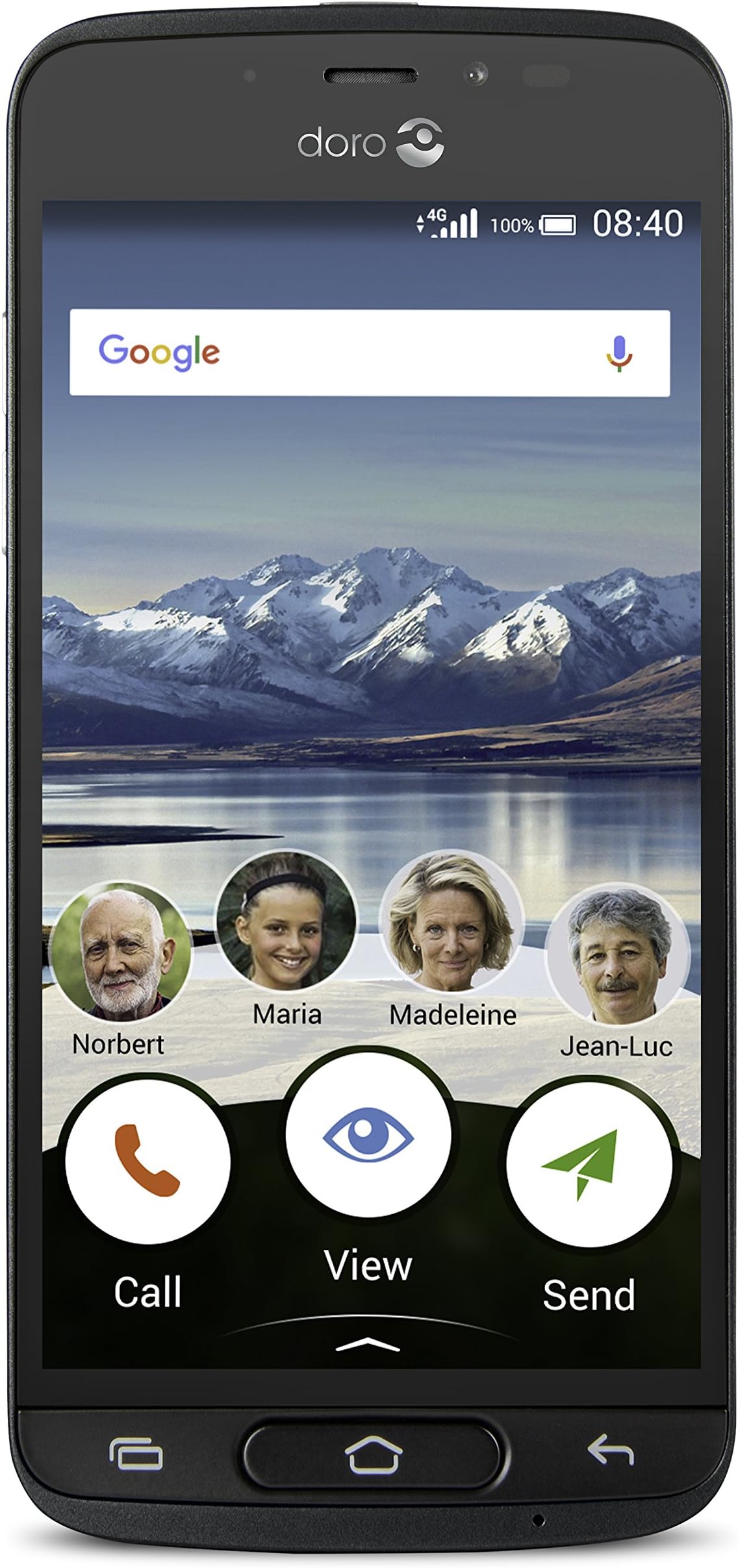 Doro 8040 Unlocked 8 MP Camera Smartphone for Seniors with 5" Display and Cradle Included (Black)