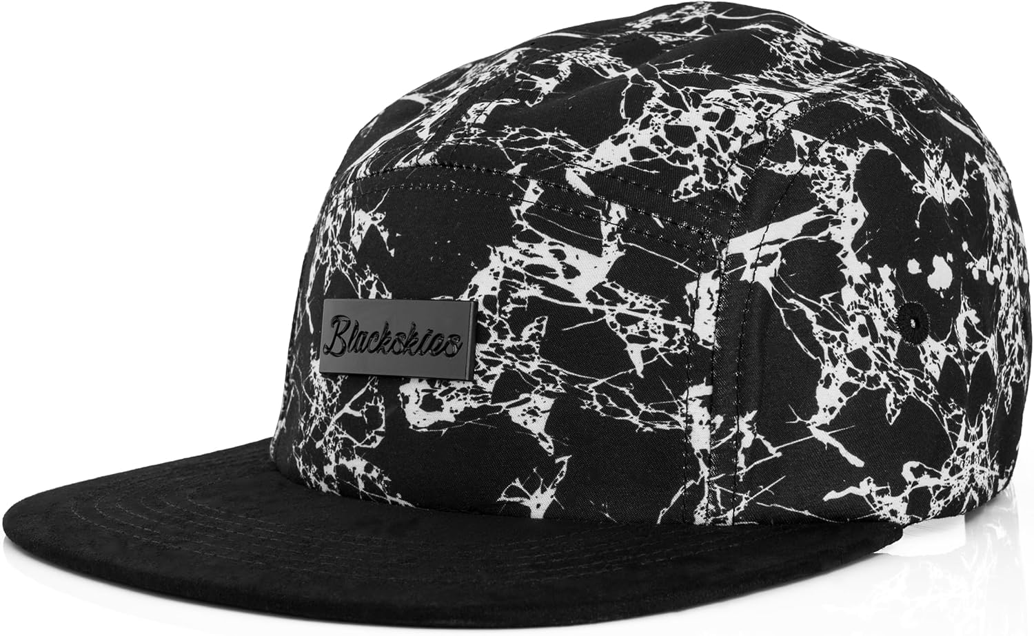 Blackskies Obsidian 5-Panel Cap | Black Wine Red Wool Visor Unisex Premium Baseball Cap
