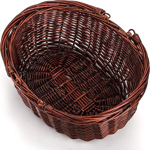 Miniatura 3 de Dicunoy Cesta de picnic de mimbre con asa, cesta de regalo grande vacía para llenar, cestas de cosecha de mercado abierto para jardín, frutas,