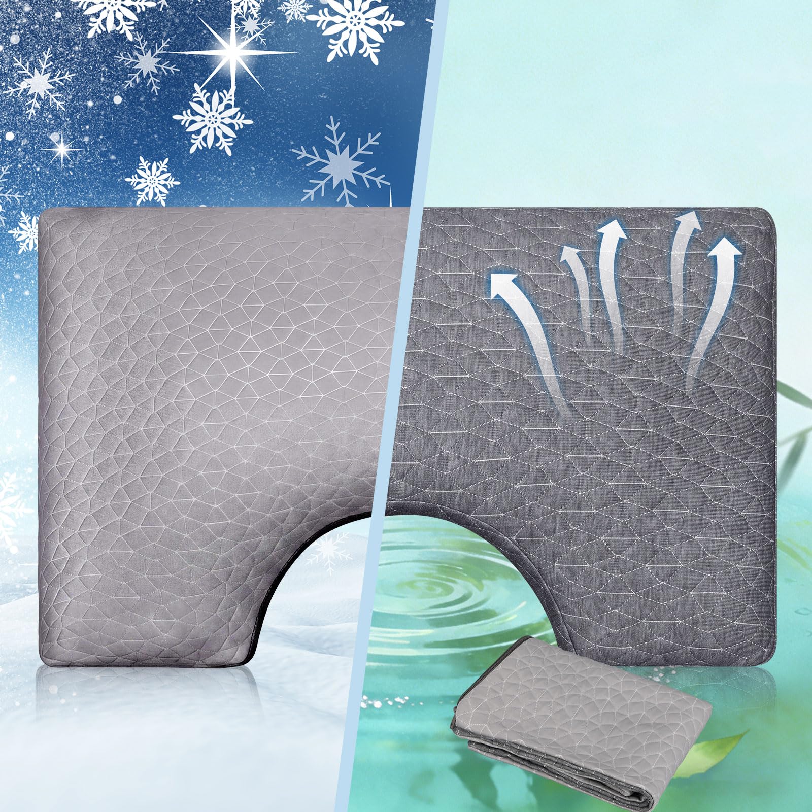 Photo 1 of Hahafelt Cooling Sleeper Side Pillowcase (Only Pillowcase) Cool Two-Sided Design Pillow Cover Curved Pillow Case Queen Size for Hot and Side Back Sleeper(Cut-Out Style,Dark Gray)