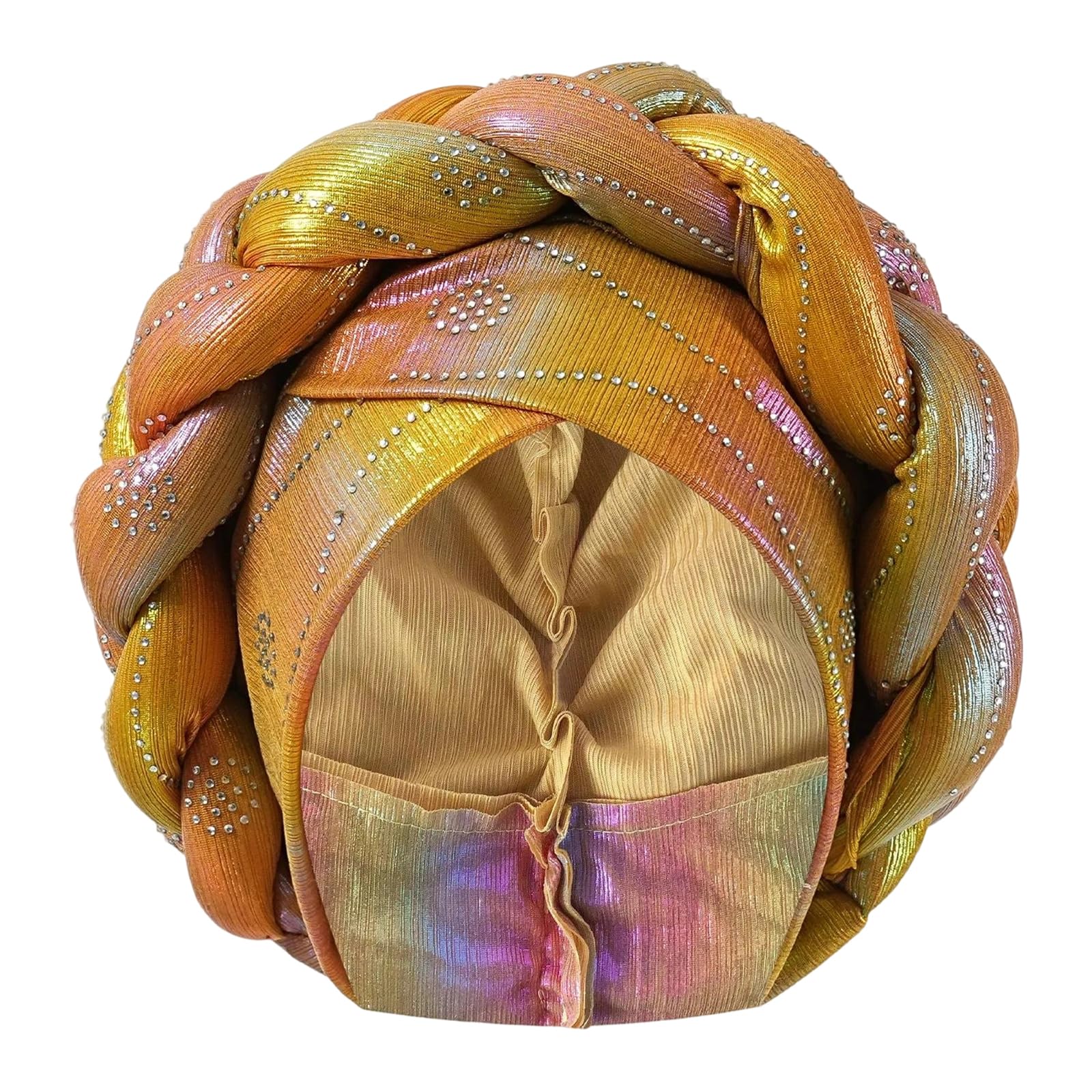 Cappello turbante automatico pre-legato da donna con treccia avvolgere la testa per matrimoni e stile hijab formale copricapo Gele