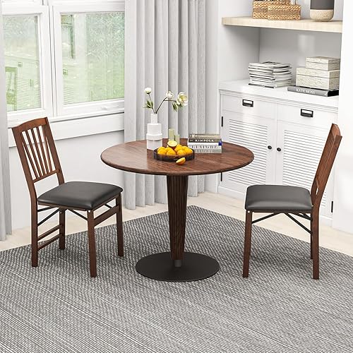 Miniatura 8 de TANGZON Folding Chairs 24 Pieces Rubber Wood Padded Dining Chairs with PVC Leather Exterior and Backrest for Home Kitchen Office Upholstered Guests