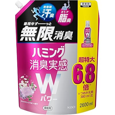 ハミング 【大容量】消臭実感Wパワー 柔軟剤 着用中ずーっと無限消臭! デオドラントサボンの香り 詰替え 2,600ml