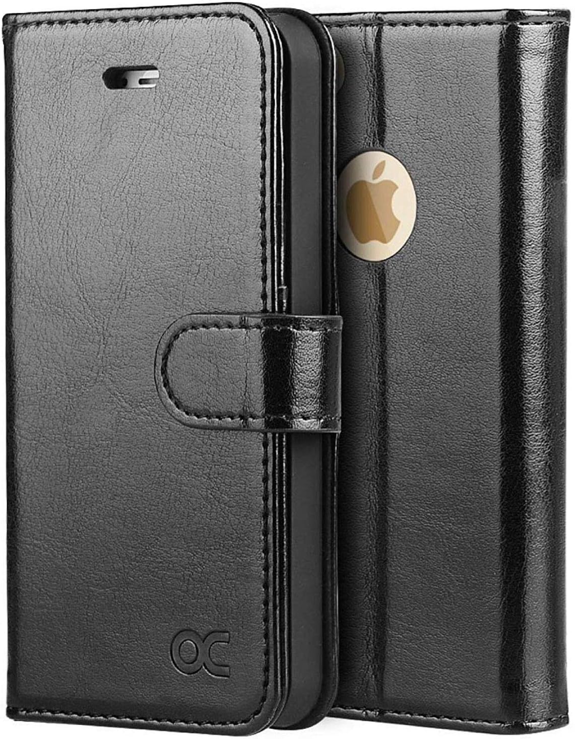 OCASE iPhone 5/5S Case, iPhone Old SE 2016 Release Case Leather Wallet Flip Case For Apple iPhone 5/5S/SE Devices - Black