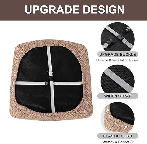 Miniatura 4 de Genina Fundas de asiento para silla impermeables para sillas de comedor, paquete de 4 fundas de asiento elásticas para comedor, fundas protectoras