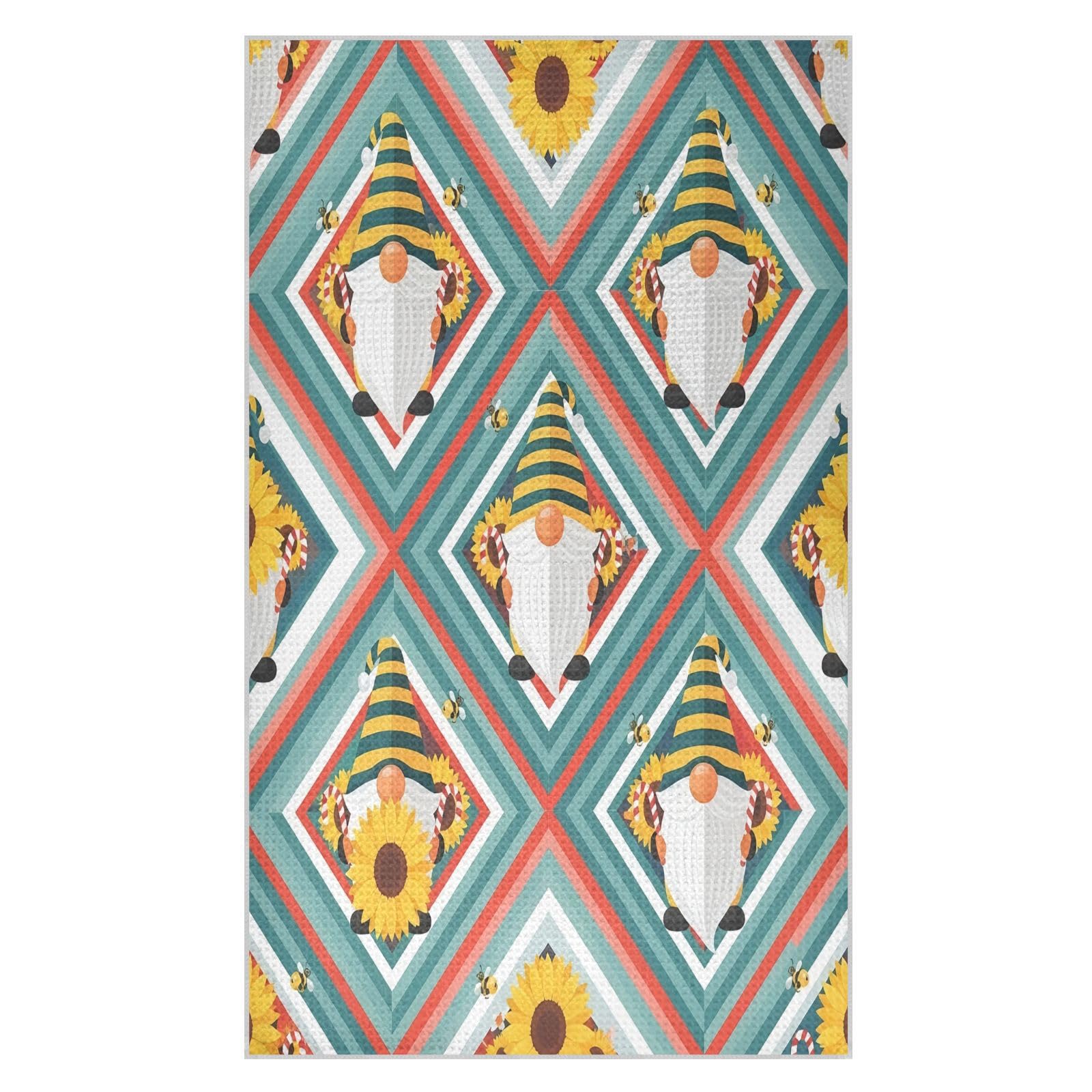 BURSTDDY Sunflower Gnome Kitchen Towels,Absorbent Dish Towels 2 Pack