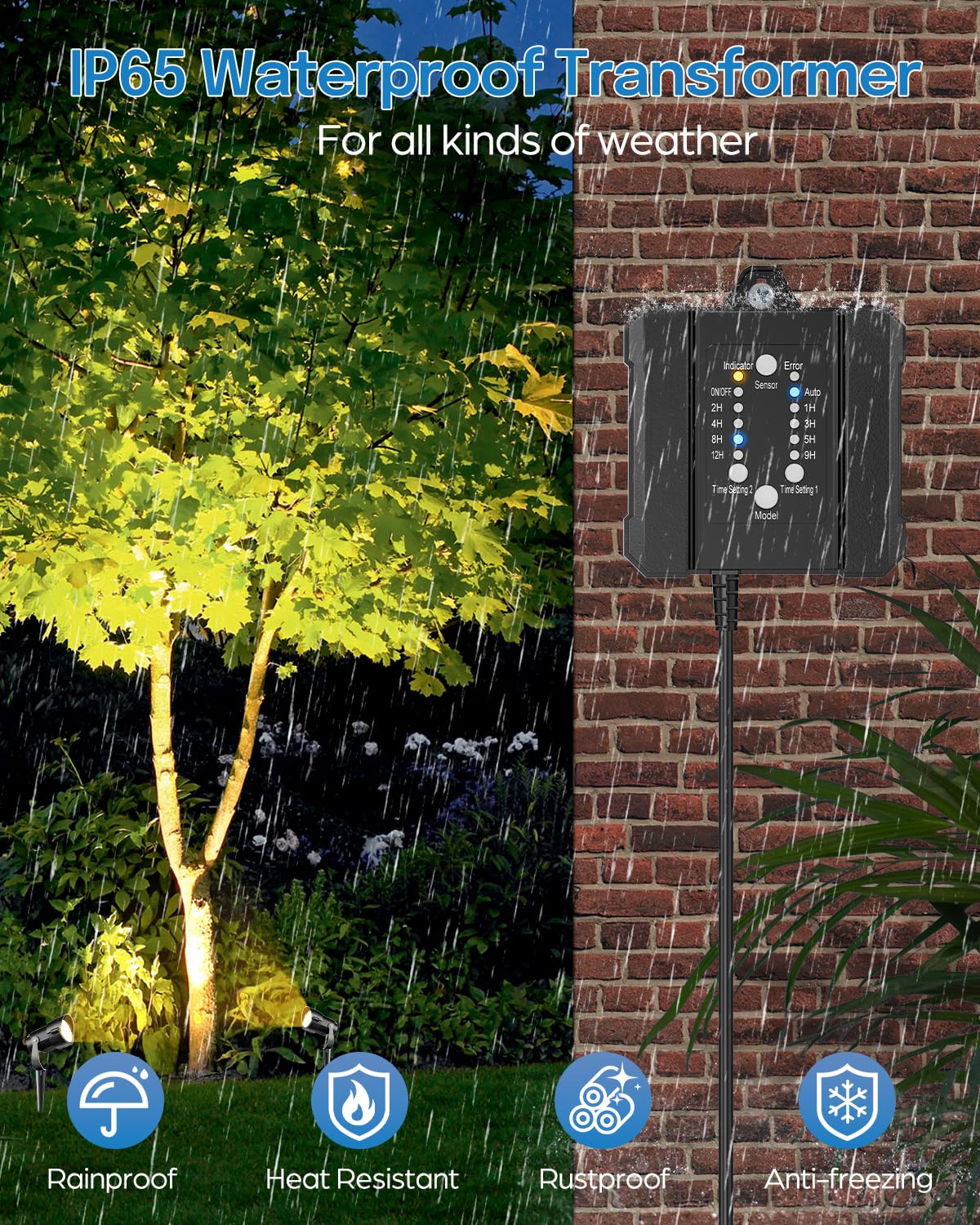 All-In-One Outdoor Garden Lights + 100W Transformer Photocell +Connectors - Image 2