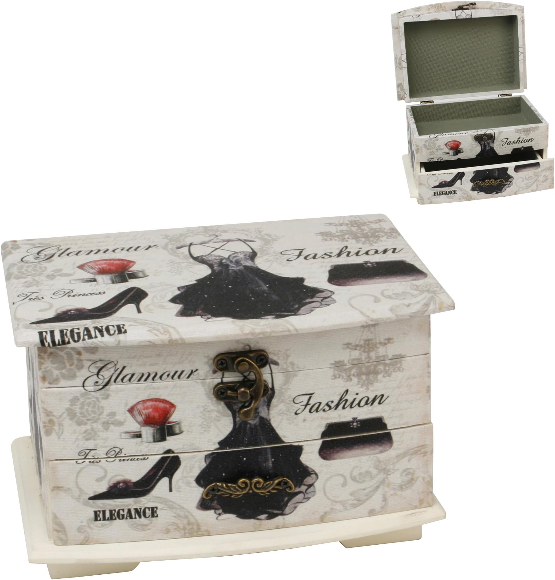 Sophia Collection 20cm Jewellery Box With Lid & Drawer - Little Black Dress