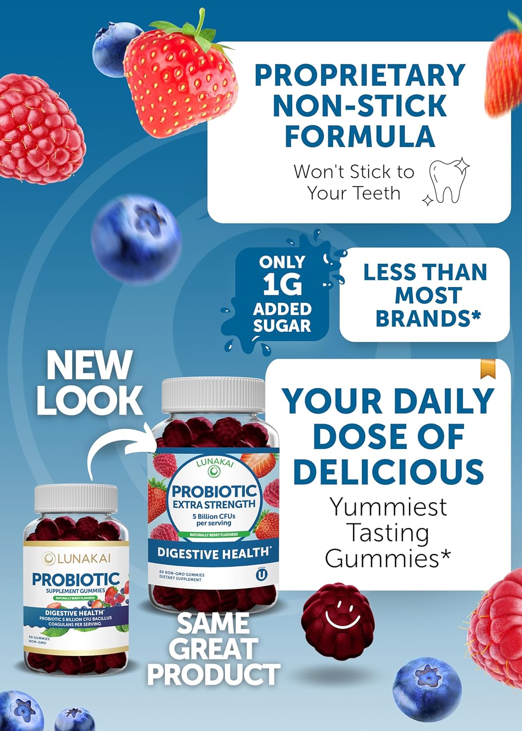 Lunakai Vitamin E and Probiotic Gummies Bundle - 3000 mcg Gummies for Adults Energy Support - with 5 Billion CFUs Per Serving for Digestive Health - Non-GMO, All Natural