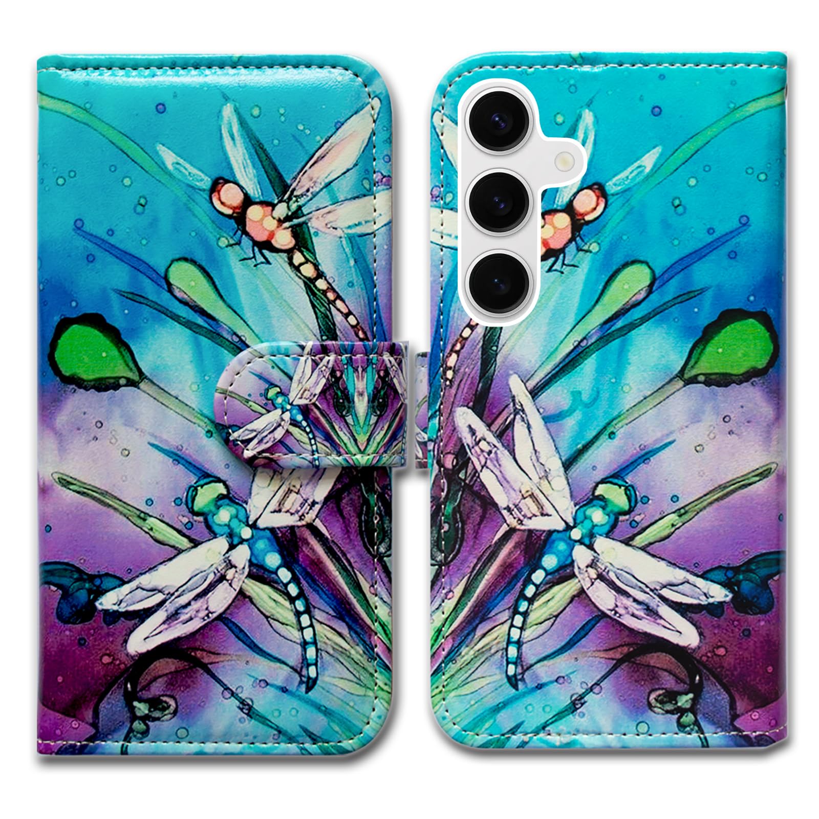 Bcov Case for Samsung Galaxy A36 5G,Cute Dragonfly Leather Flip Phone Case Wallet Cover with Card Slot Holder Kickstand Case for Samsung Galaxy A36 5G