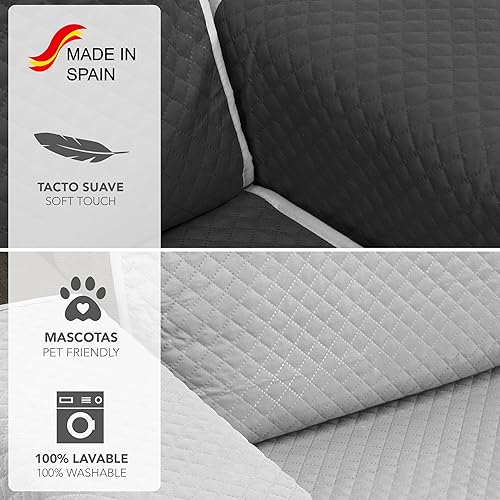 Miniatura 5 de Sofa Cover Reversible 3 Seater Grey  Anthracite