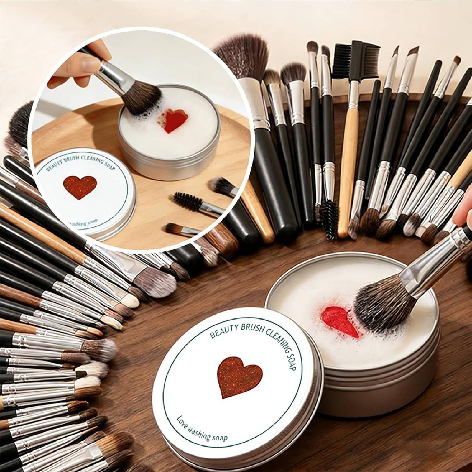 Tampone per la pulizia dei pennelli da trucco in silicone con sapone, sapone solido 2 in 1, per la pulizia profonda dei pennelli da trucco, delicato e privo di residui (4 pezzi)