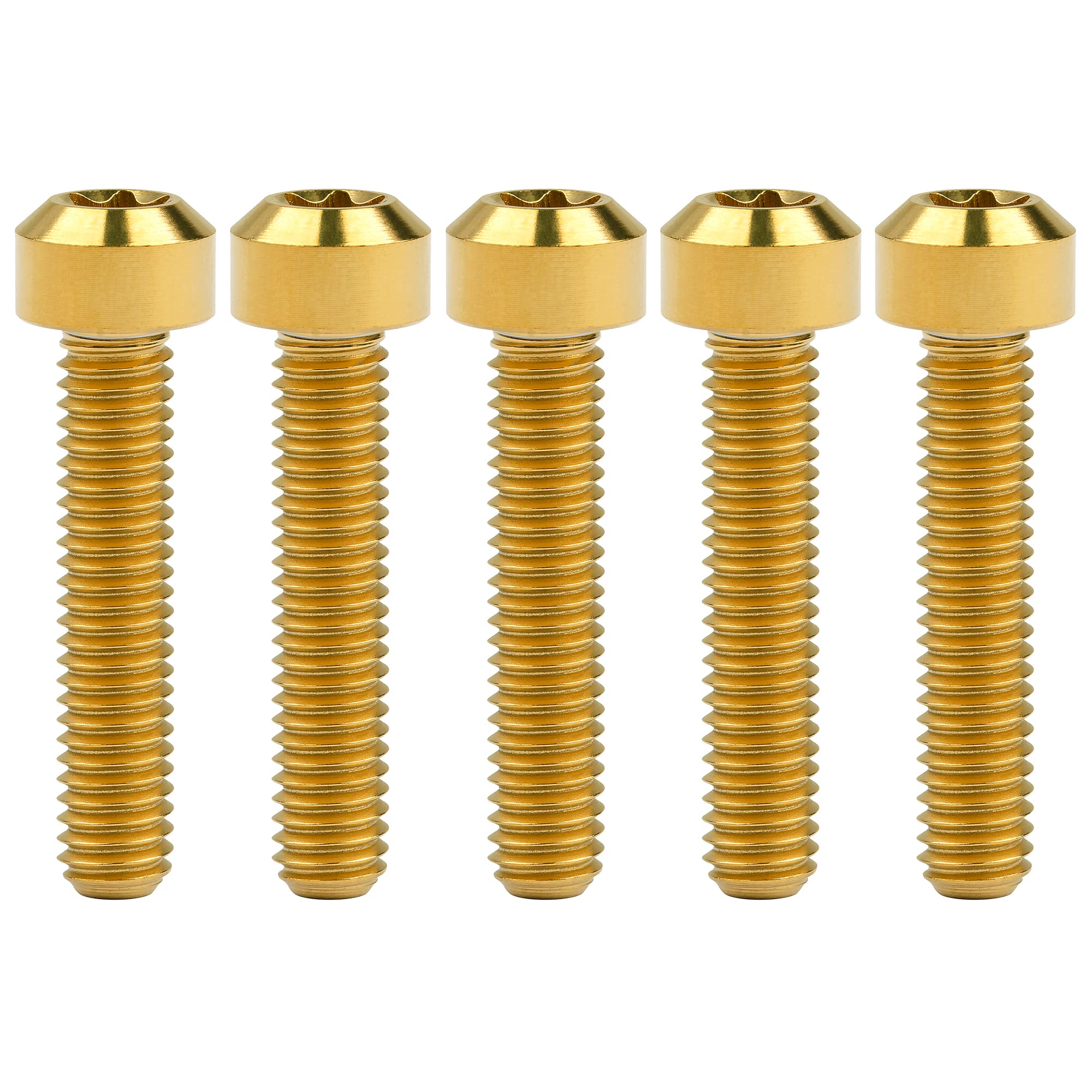Wanyifa Titanium Torx Square Head M6 x 10 15 20 25 30 35 40 45 50 60 65 70 80mm Screw Pack of 5 (Gold, M6x30mm)