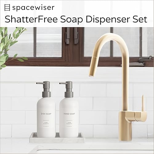 Miniatura 2 de Juego de dispensador de jabón de plástico  Dispensador de jabón para platos de plástico PET para cocina, botellas de loción de jabón de manos con