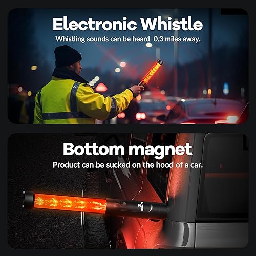 Miniatura 7 de SIMAZO Varita de señal de tráfico recargable de 12.5 pulgadas, bastón de control de tráfico con LED blanco en la parte superior, varita de