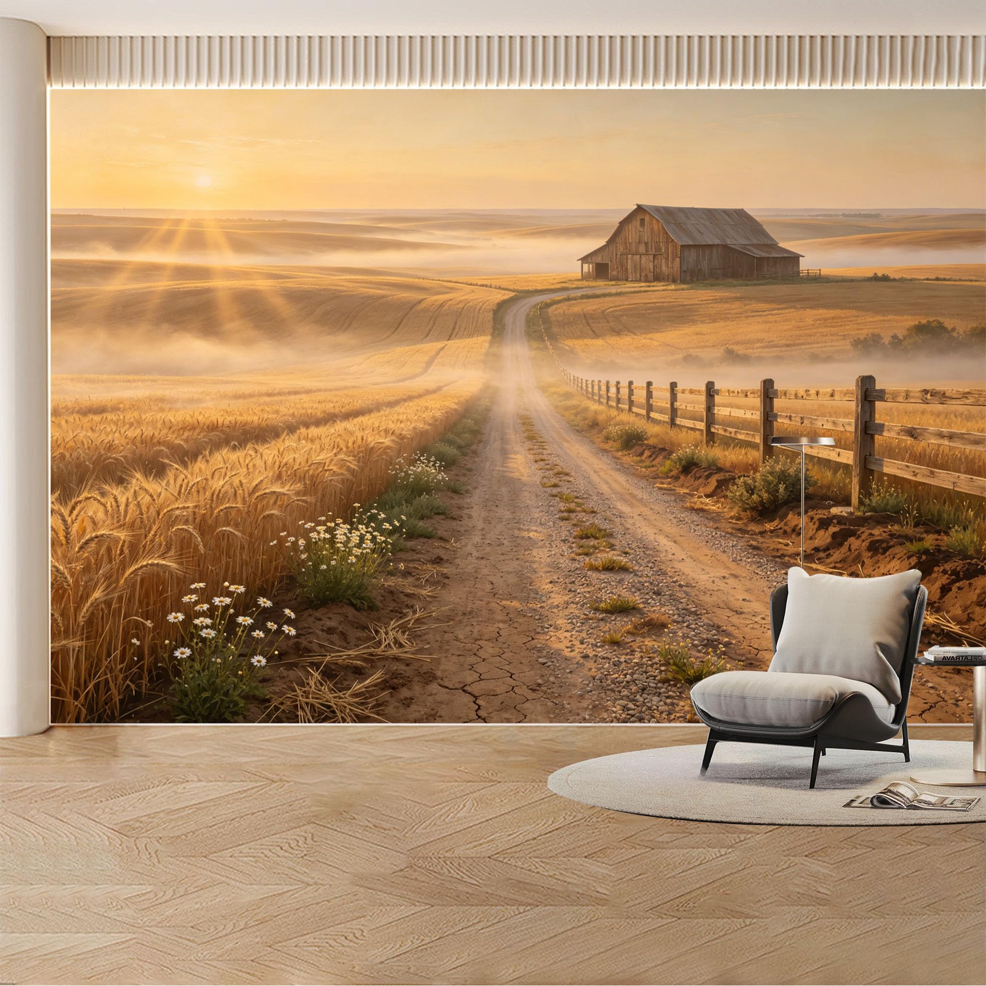 Custom Wall Mural Wallpaper Snowy Mountain River Landscape 3D Effect Wall Decor Misty Sunset Minimalist Removable SelfAdhesive Large Photo for Living Room， Bedroom， Office