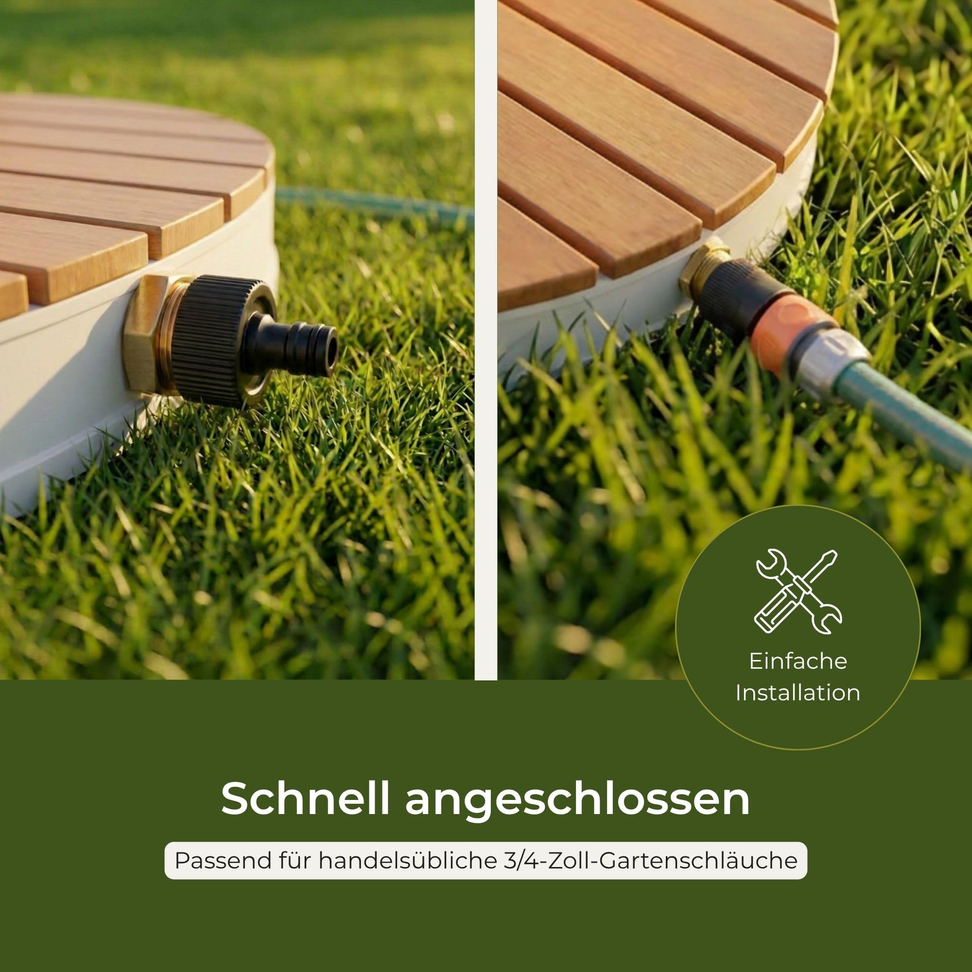 Schulte D1847 für den Außenbereich, Gartendusche mit Strahlen, Regeneffekt, Holz, Durchmesser 70 cm