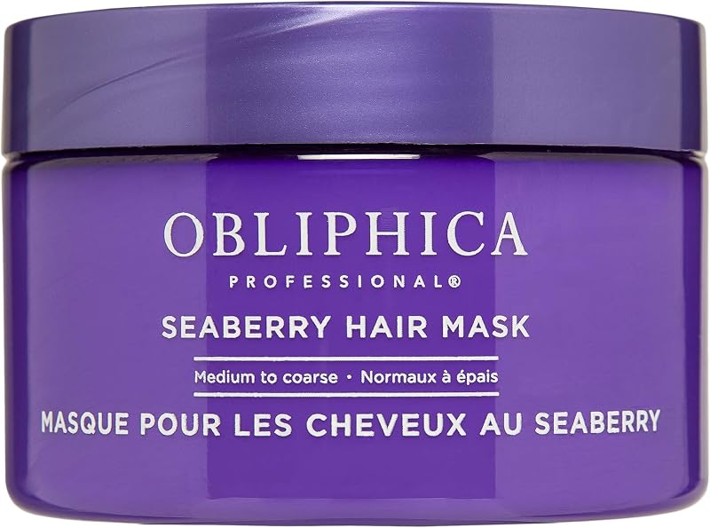 Obliphica Seaberry Hair Mask - Tratamiento hidratante acondicionador profundo para cabello seco y dañado - Mascarilla hidratante para reparación y crecimiento del cabello para cabello medio, grueso y tratado con color - 8.5 onzas