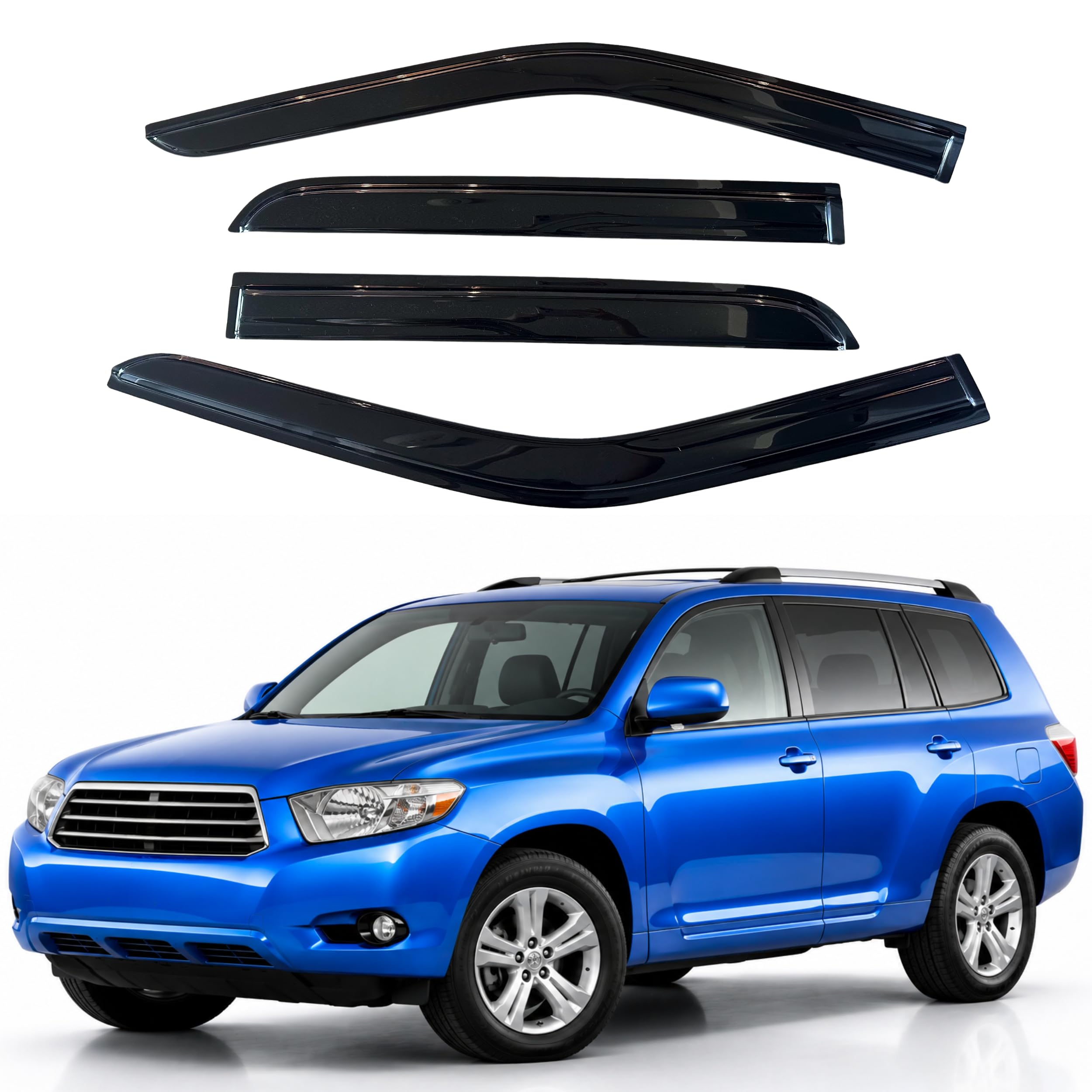IG Window Visors Fit for 2008-2013 Toyota Highlander, Out-Channel Rain Guards Vent Wind Deflectors 4PC, Car Accessories for 2008-2013 Toyota Highlander Hybrid