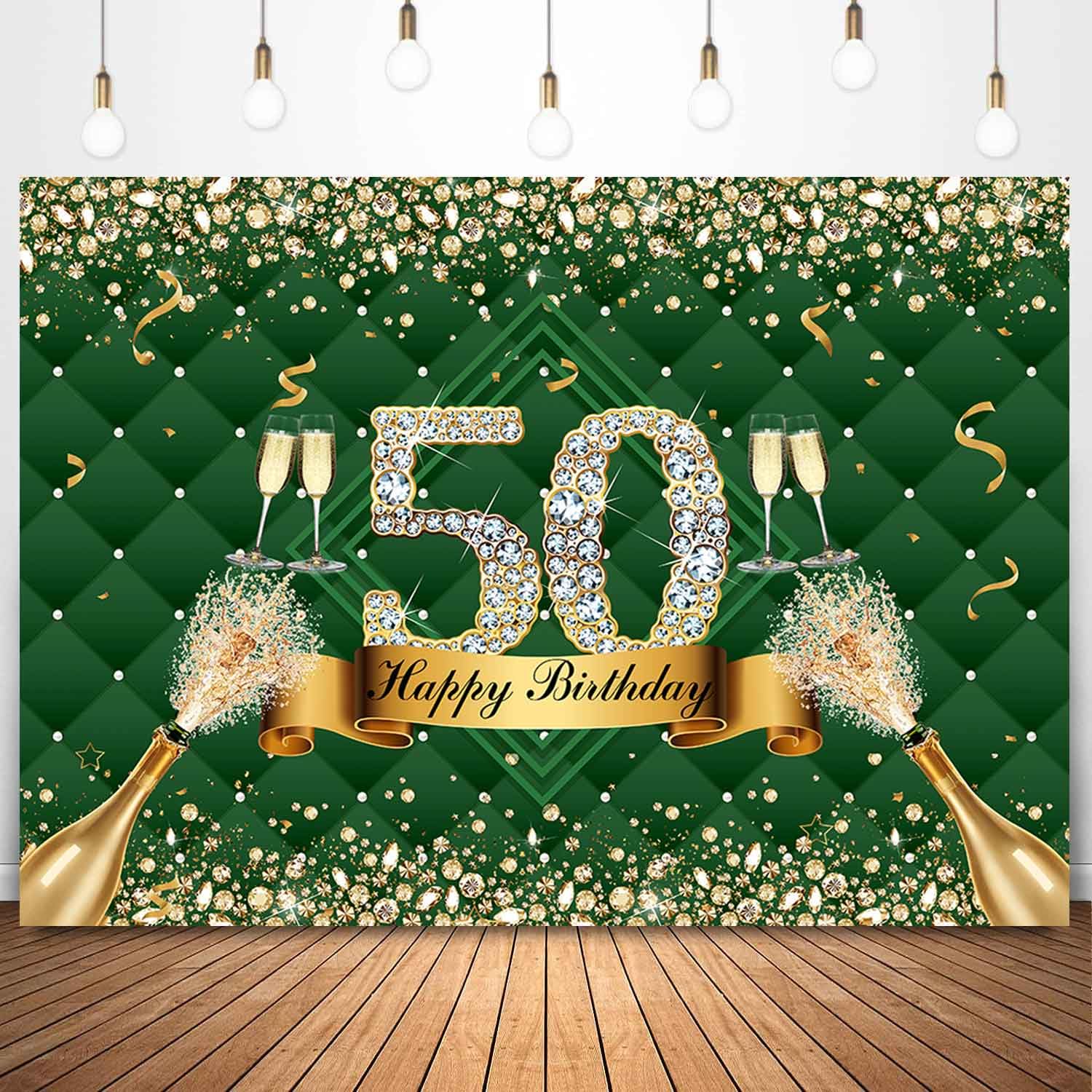 Sottobicchiere Divertente 50 Anni: Happy 50th Birthday In Verde Con Calcolo Età In Giorni, Ore E Minuti