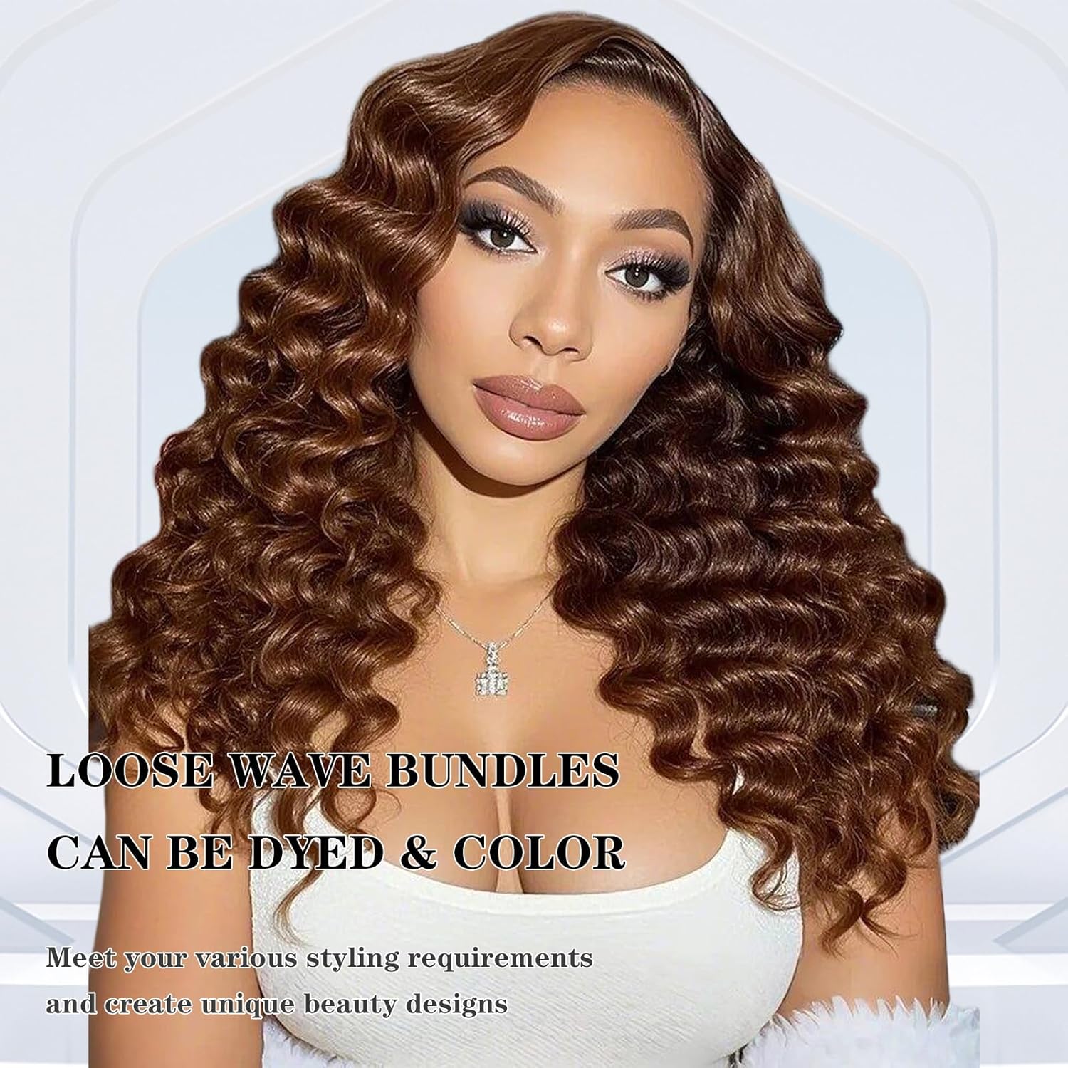 Brown Bundles Human Hair Loose Wave Human Hair 3 Bundles (#4, 18 20 22) 12A 100% Unprocessed Brazilian Virgin Hair Loose Deep Wave Remy Human Hair Extension 4# Color