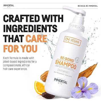 Immortal NYC Re-Bond Shampoo - Vegan Bond Repair for Strong, Soft, and Shiny Hair - Daily Maintenance and Nourishment, 500ml