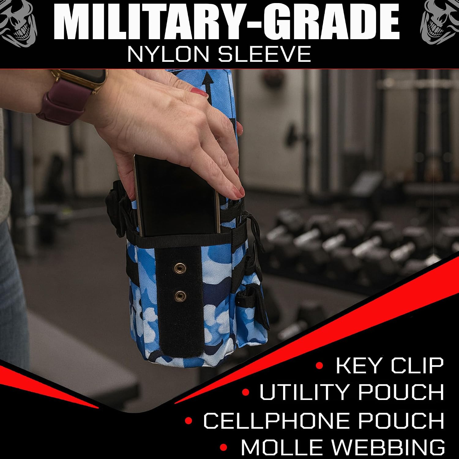Iron InfideI Battle Bottle Sleeve - 64 oz and 32 oz Water Bottle Sleeve Only for Half Gallon 1L Steel Water Bottle | Rugged Cover with Molle for Versatile Design with Storage for Phone, Wallet & Keys image 3