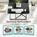 PEGZONE Standing Desk Converter 26.4", Height Adjustable Standing Desk Riser with 6-Level Settings, Desktop Workstation with Stable Scissor Lift, Anti-Slip Base for Laptop, Monitor, Home Office, Black